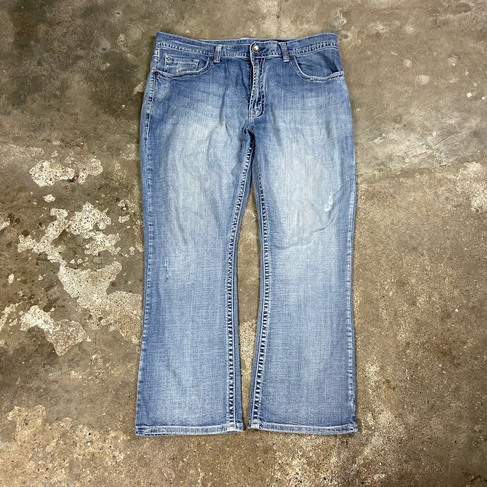 Vintage Y2K TK Axel Jeans Size 38x32 Blue Denim Medium Wash Boot Cut Work Wear